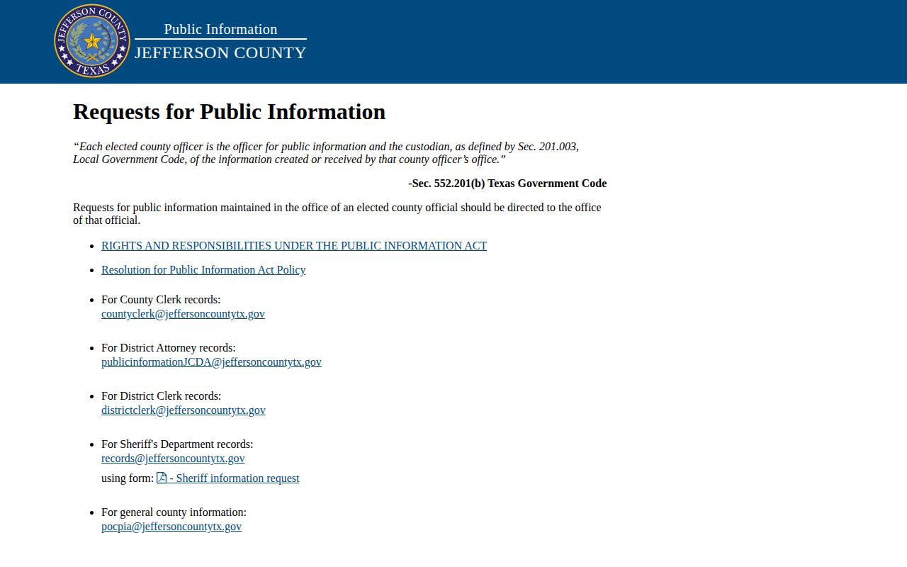 Jefferson County released mugshot records request route
